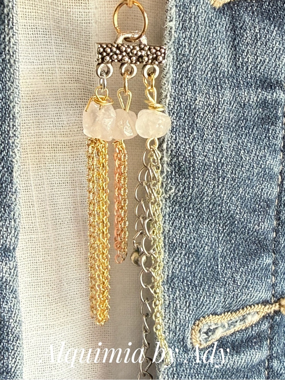 Summer beaded Pink Rose Quartz Nautilus Tassel Necklace - Picture 9 of 11